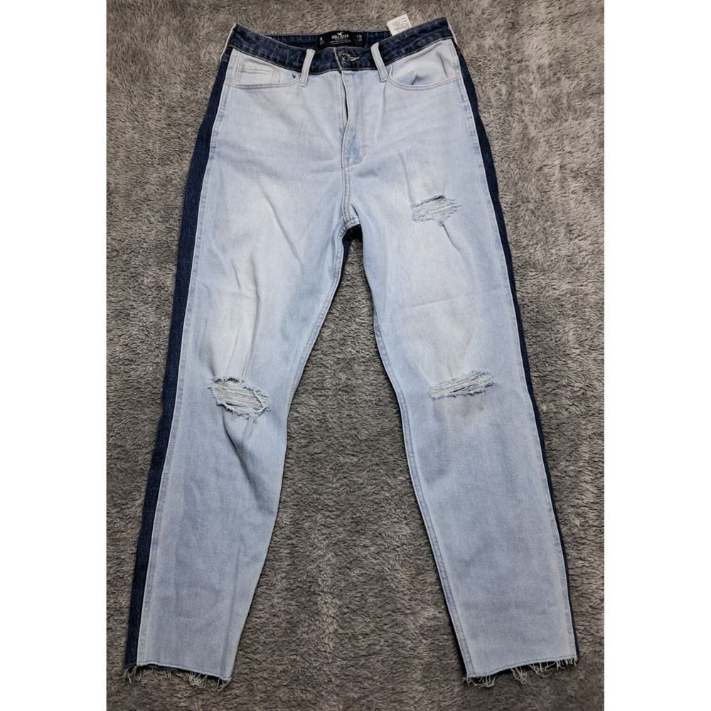 Hollister Womens Jeans Sz 7 28x27 Denim Blue Pants 2-Tone Mom Ultra High Rise